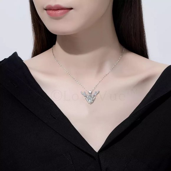 Certified 1ct. t.w. Diamond Antler Deer Elk Necklace - Picture 8 of 15